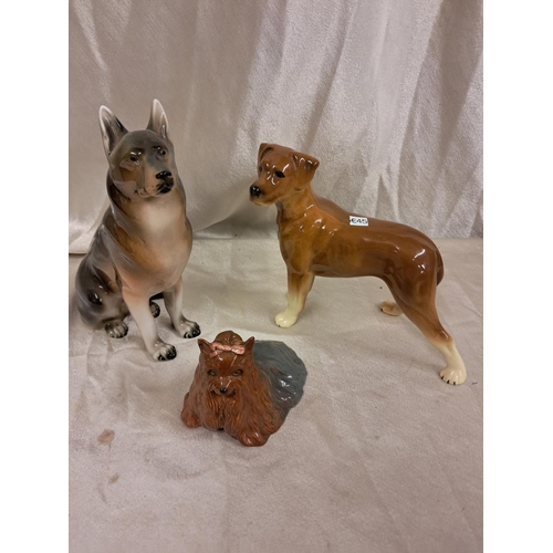 825 - Royal Dux German Shepherd Dog Figure and 2 others (one Beswick)