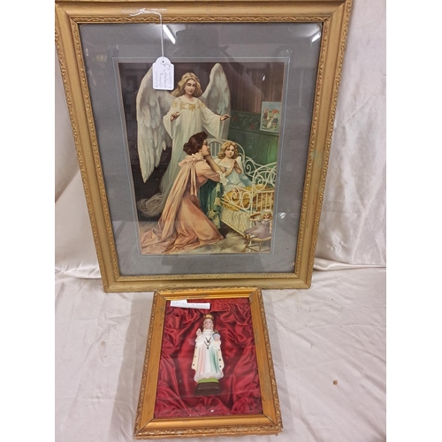 828 - The Guardian Angel Nursery Print and a Framed 