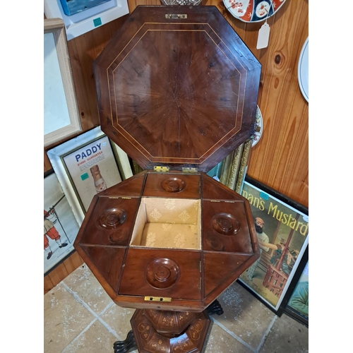 900 - 19th Century Killarney Wood Yew and Arbutus Tea Poy of Octagonal Form with 5 Compartments on Bulbous... 