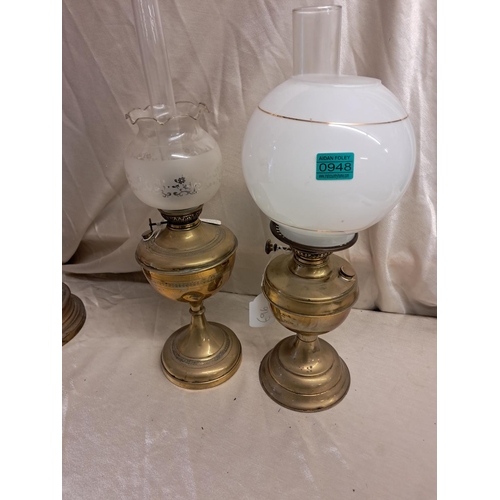 948 - Two Edwardian Brass Oil Lamps