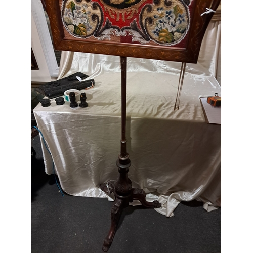 367 - 19th Century Killarney Wood Screen of Yew and Arbutus with Shamrock Inlay now with a 19th Century Be... 