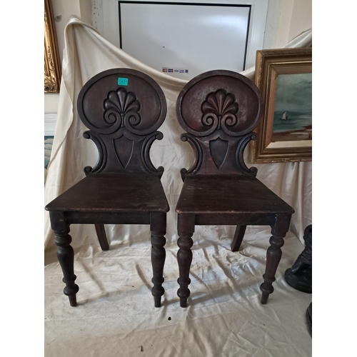 431 - Pair of Victorian Mahogany Hall Chairs