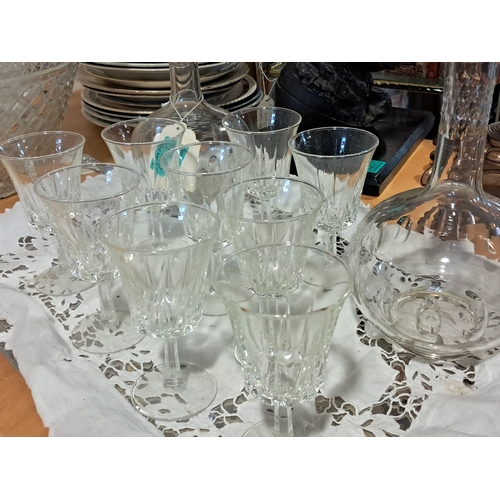 211 - Pair of Victorian Decanters together with 9 Liquer Glasses on a Tray