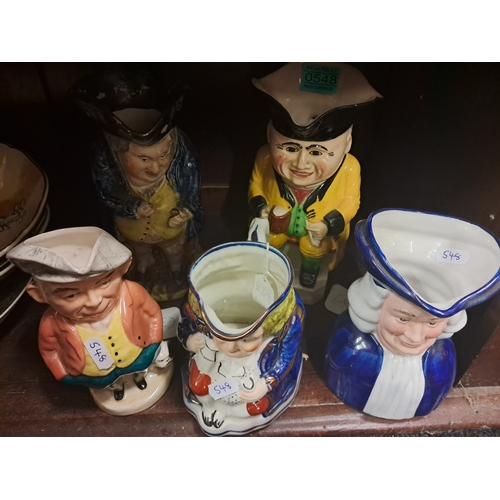 548 - Lot of 5 Pottery or Character Jugs (Tallest 22cm)