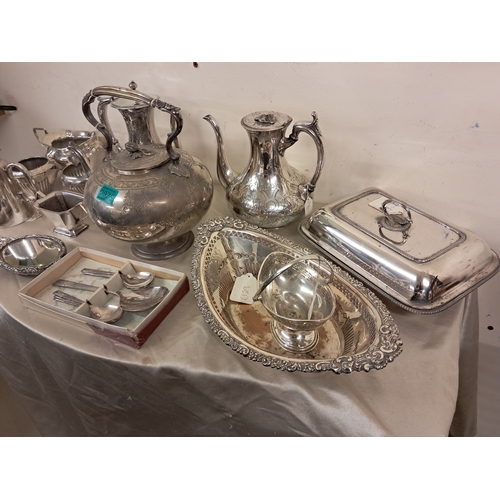 972 - Good Mixed Lot of Antique Silver Plate Coffee Pots , Serving Dishes, etc