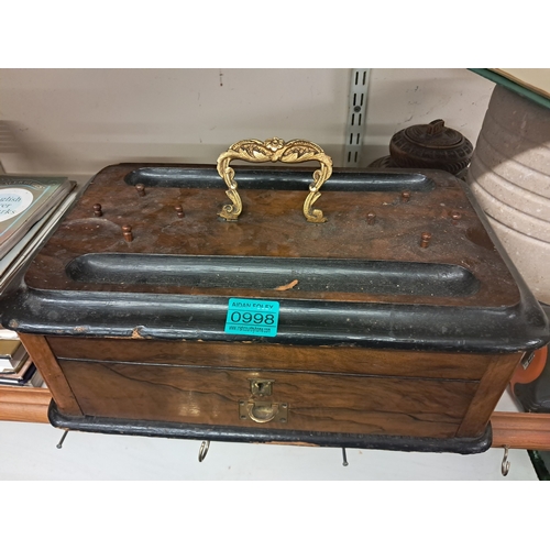 998 - 19th Century Walnut Campaign Desk Tidy/Writing Slope - very unusual (42cm x 26cm x 16cm)