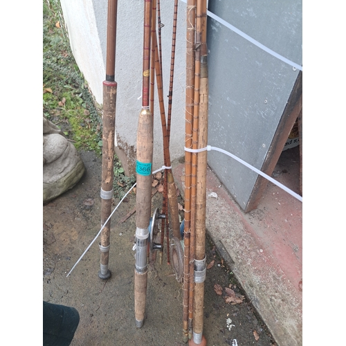 1366 - Collection of 3 Split Cane Fishing Rods and Reels with rod bags