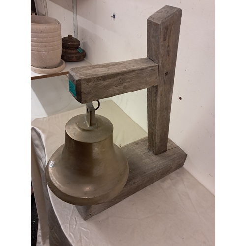 967 - Early 20th Century Brass Fire Bell on Mahogany Stand (Bell 24cm Tall)