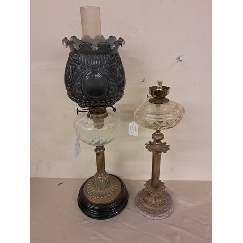 980 - Two Edwardian Brass and Glass Oil Lamps