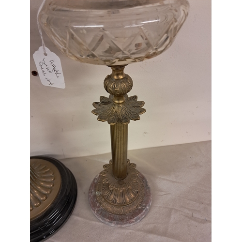 980 - Two Edwardian Brass and Glass Oil Lamps