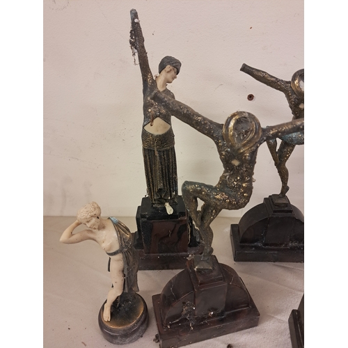 981 - Collection of Art Deco Style Figures (as found) - For Restoration