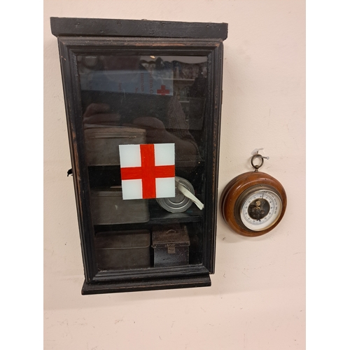 994 - Military Style Bathroom Cabinet and a Small Aneroid Barometer (13cm diameter)