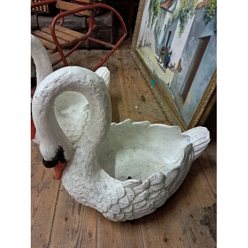 118 - Pair of Cast Iron Swan Planters (40cm Tall)