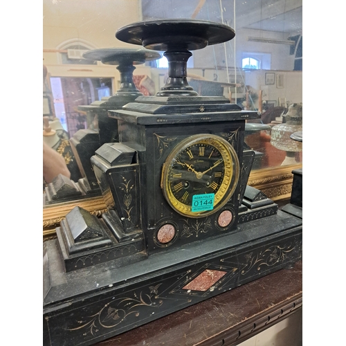 144 - 19th Century Slate and Mantle Clock Set