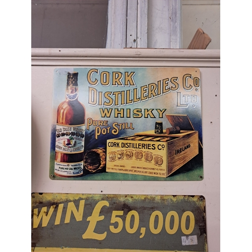 17 - Ballsbridge Shares Service - Irish Sweepstakes Tin Advertising Sign and a modern Cork Distilleries T... 