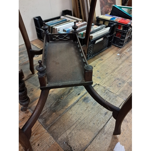 18 - Edwardian Mahogany Occasional Table (losses) and an Oak Stool