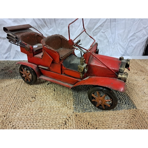 27 - Metal Toy Vintage Car (34cm Long) and a hard Plastic Tractor