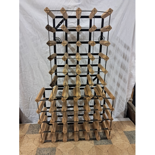 33 - Two Wood and Metal Wine Bottle Holders (holds 48 Bottles) - (each 62cm x 42cm)