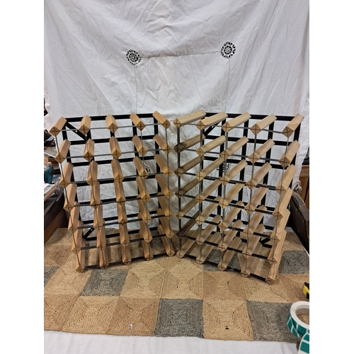 33 - Two Wood and Metal Wine Bottle Holders (holds 48 Bottles) - (each 62cm x 42cm)