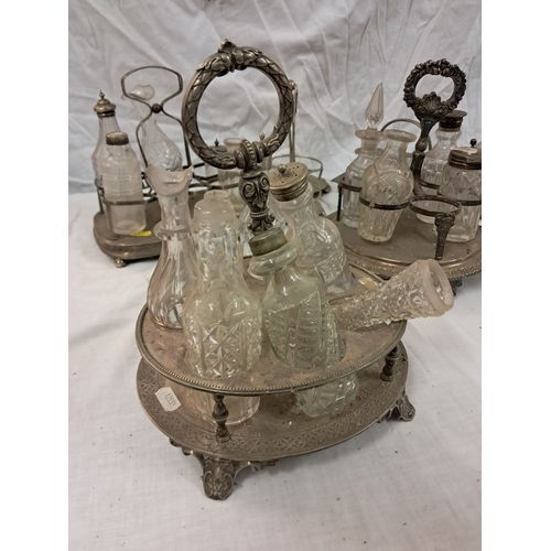 41 - Good lot of Early 20th Century Cruet Sets with various Cut Glass Bottles - good Dealers lot