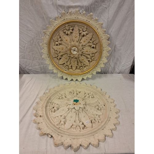 52 - Two Plaster Cast Ceiling Light Roses (60cm Diameter)