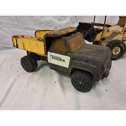 56 - Tonka Toy Excavator and Truck - play worn (Larger 42cm Long)