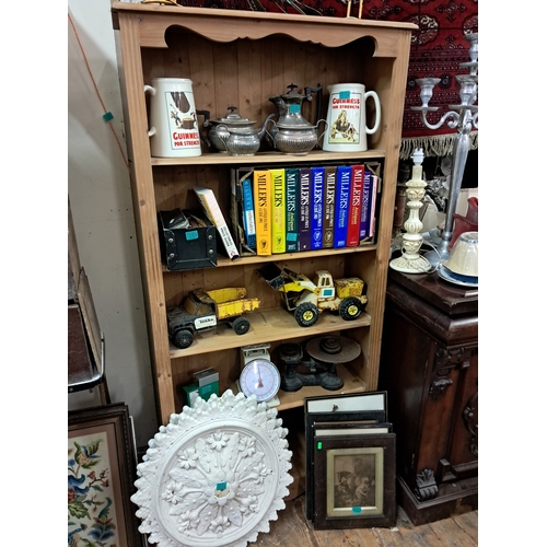 60 - Vintage Pine Tall Open Bookcase (180cm x 90cm x 30cm approx)