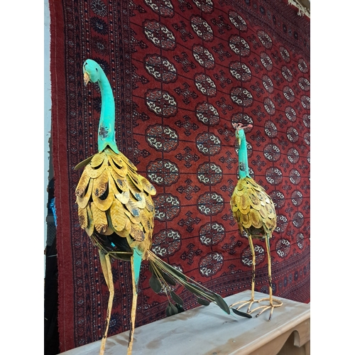 61 - Two Decorative Metal Peacock Figures (62cm Tall)