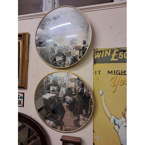 9 - Pair of Convex Mirrors (need hangers) - 57cm Diameter