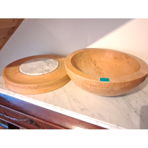 282 - Innis Woodcraft Cheese Board and Fruit Bowl Signed Brian Merrick 2001