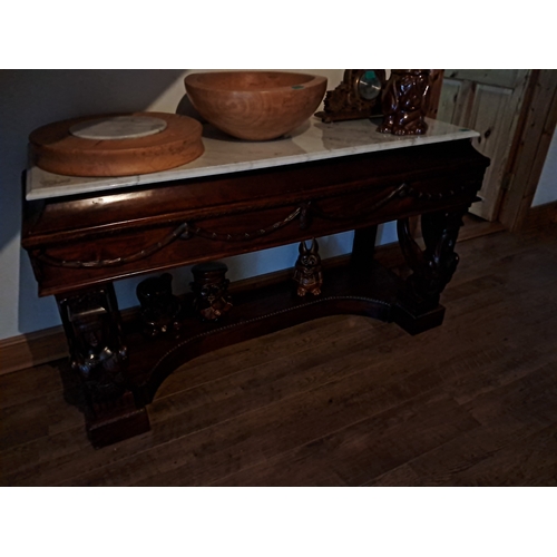 284 - Empire Style Mahogany Marble Top Side or Consul Table