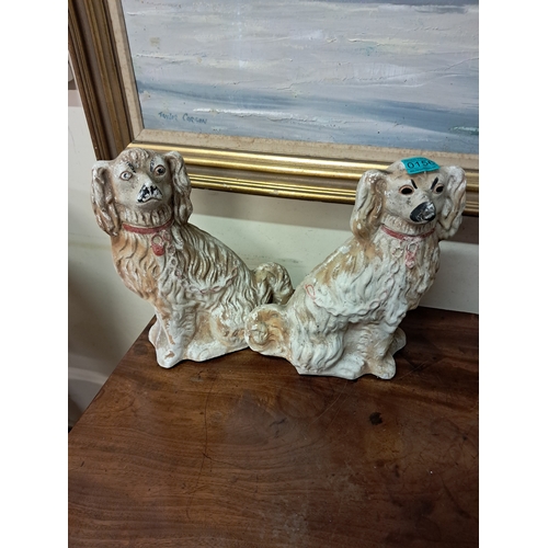 156 - Pair of Staffordshire Spaniels (33cm Tall)