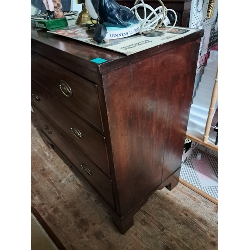 167 - Georgian Mahogany Chest of 3 Graduated Drawers on Bracket Feet (99cm x 88cm x 45cm)