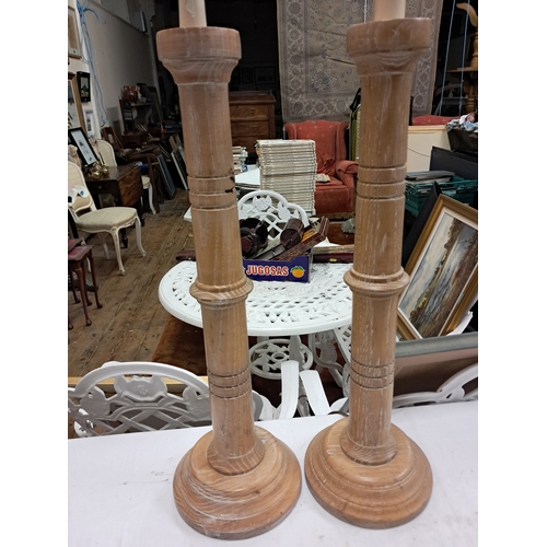 197 - Pair of Limed Oak Table Lamps (74cm Tall)