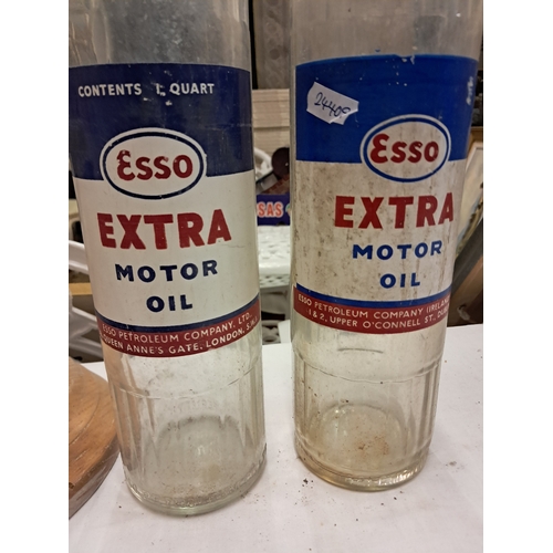 199 - Two old Esso 1 Quart Oil Bottles - one Dublin and one London