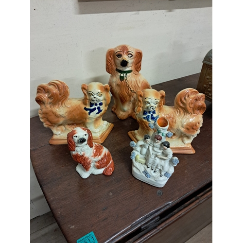 615 - Pair of Staffordshire Spaniel Figures