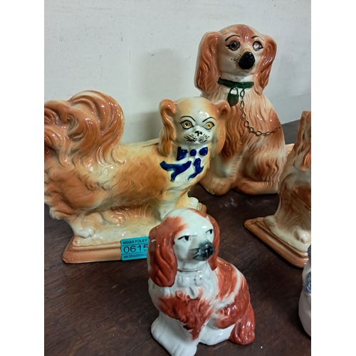 615 - Pair of Staffordshire Spaniel Figures