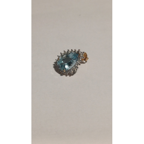 307 - 9 Carat Blue Topaz Cluster and Diamond Earrings