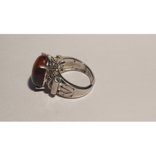 310 - Silver Tiger Eye Ring (Size P)