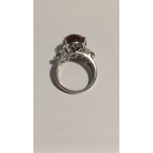 310 - Silver Tiger Eye Ring (Size P)