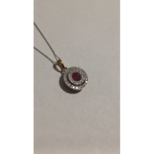 312 - 9 Carat Diamond and Ruby Pendant and Chain