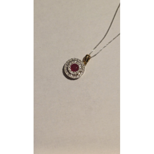 312 - 9 Carat Diamond and Ruby Pendant and Chain