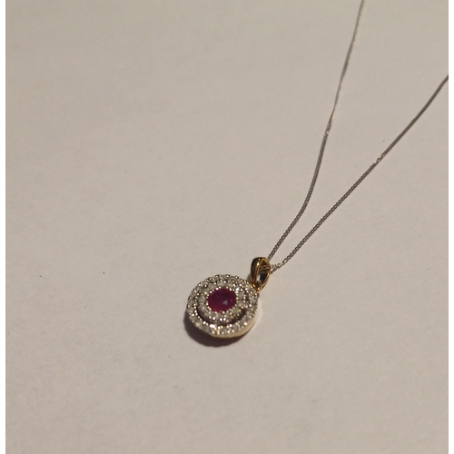 312 - 9 Carat Diamond and Ruby Pendant and Chain