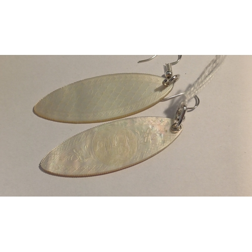 315 - Silver Mother of Pearl Chinese Drop Earrings