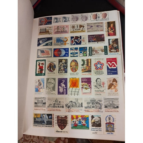 332 - Well filled Stamp Album (1000's of Stamps) and a 1981 United Nations US Flag Stamp