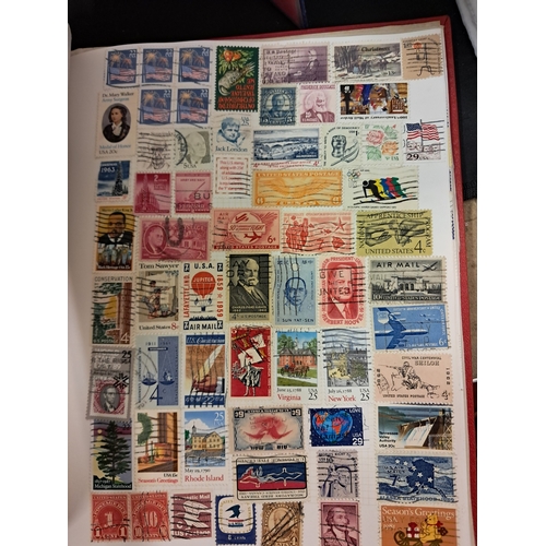 332 - Well filled Stamp Album (1000's of Stamps) and a 1981 United Nations US Flag Stamp