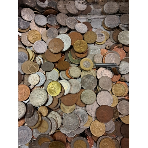 339 - Old Rover Biscuit Tin with Coin Collection - All World, Ireland and England