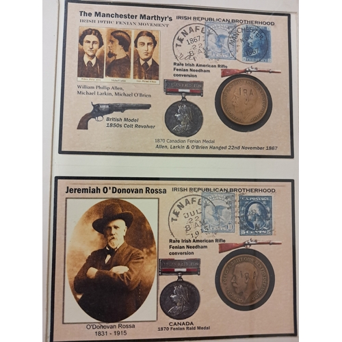 774 - Three Framed Montage of Irish Historical Figures with Coins from the Era