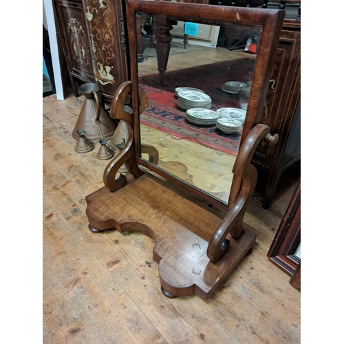 784 - Victorian Mahogany Table Mirror on a Serpentine Platform Base