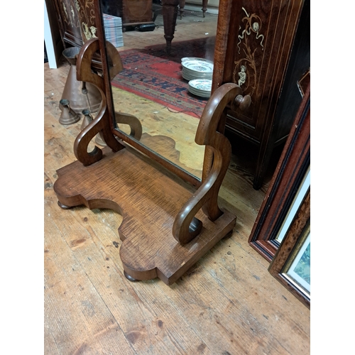 784 - Victorian Mahogany Table Mirror on a Serpentine Platform Base